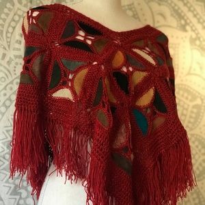 🆕 Fringe knitted leather poncho NEW!